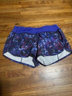 Ivivva blue purple girls floral athletic shorts with lining